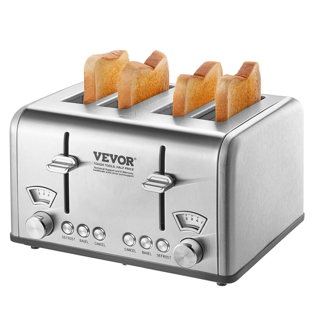 Retro Stainless Steel Toaster, 4 Slice, 1625W 1.5'' Extra Wide Slots Toaster with Removable Crumb Tray 6 Browning Level, Reheat Cancel Defrost and Bagel Functions for Toasting Bread Bagel Waffle
