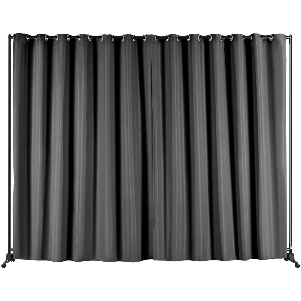 Room Divider, 8 ft x 10 ft (96×120inch)Portable Panel Room Divider with Wheels Curtain Divider Stand, Room Divider Privacy Screen for Office, Bedroom, Dining Room, Study, Light Grey