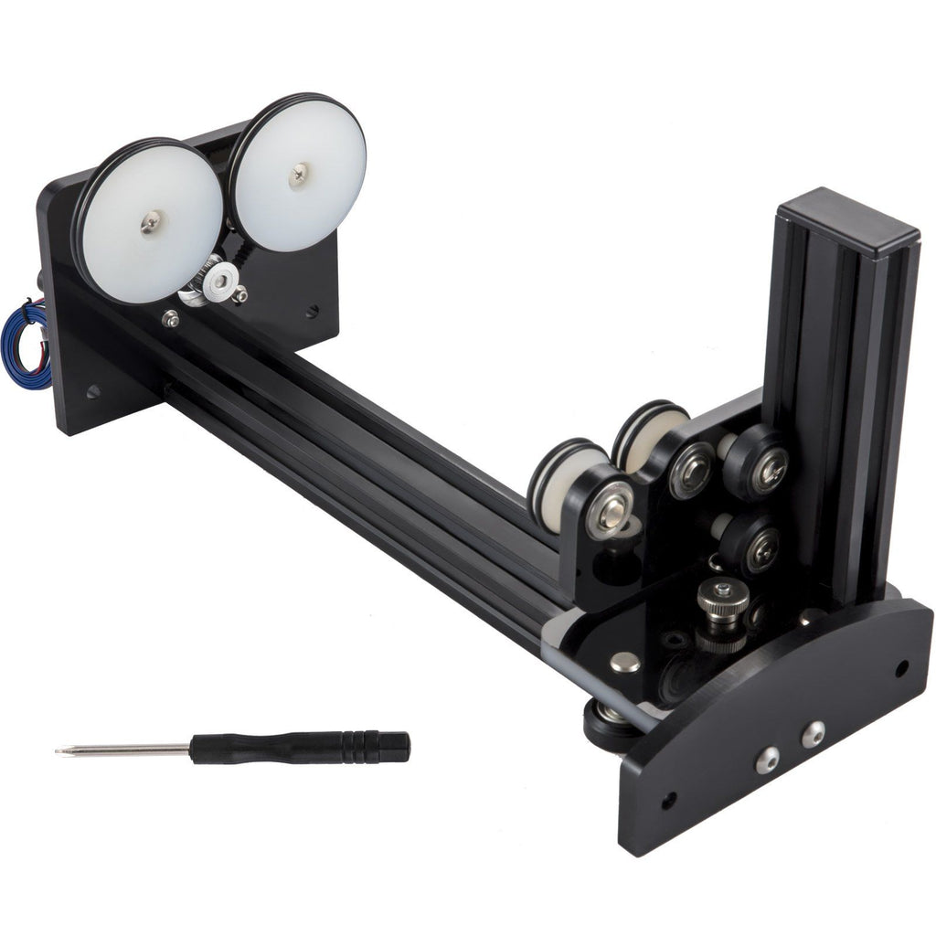 Rotary Axis Attachment, 4 Wheels Laser Rotary Attachment, 42 Stepper Motor Laser Cutter Rotary, 50 mm-350 mm Laser Rotary Axis for Engraving Cutting Machine Spherical Carving Cylinder Carving