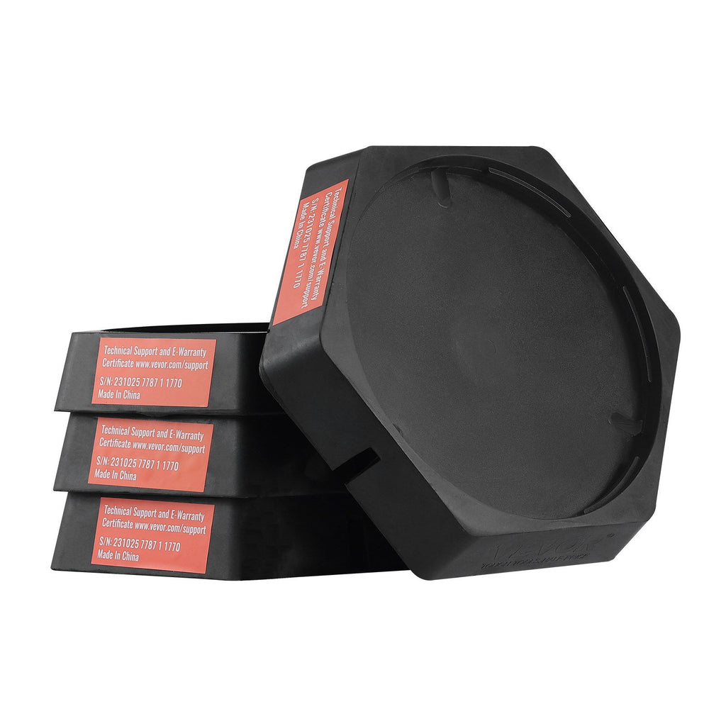 RV Leveling Pads, 9 Inch Round Landing Feet, Permanent Attached Jack Stabilizers, Rubber Jack Pads, 5000 lbs Capacity per RV Jack Pad, 5th Wheels, Travel Trailers, Class A/C Motorhomes (4-Pack)