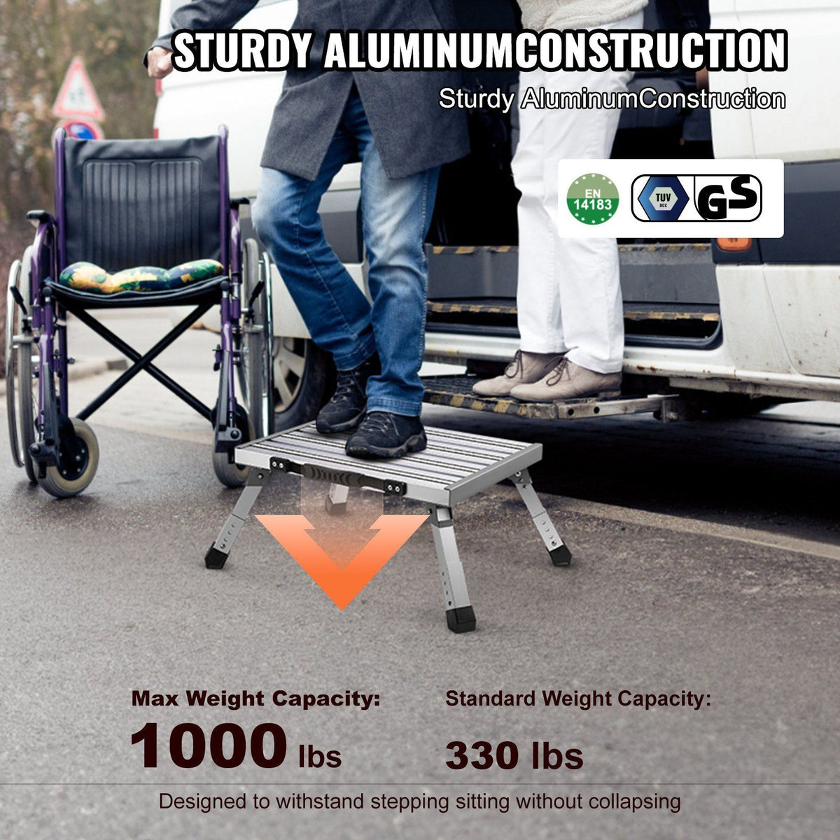 Adjustable Rv Step VEVOR RV Steps, Aluminum Alloy Folding Platform Step Adjustable Height ...