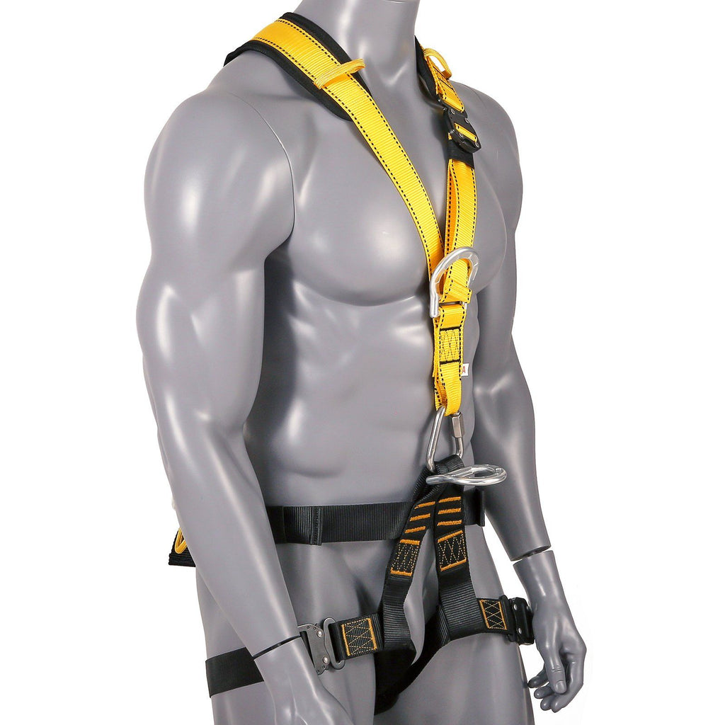 Safety Harness, Universal Full Body Harness, Detachable Safety Harness Fall Protection with Added Padding on Shoulder, Back, Waist, Legs, and 5 D-Rings, ANSI/ASSE Z359.11, 340 lbs