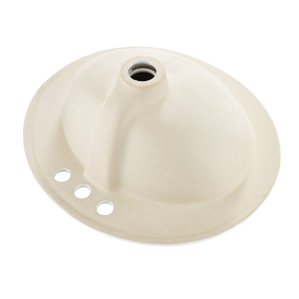 Semi Recessed Bathroom Sink, 19.09 x 16.73 Inch Oval White Ceramic Vessel Sink with Overflow Hole and 3 Faucet Holes, Drop in Modern Lavatory Vanity Bath Wash Bowl Basin, Ideal for Small Spaces