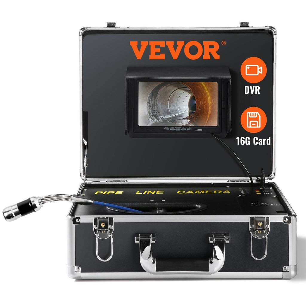 Sewer Camera, 7" Screen Pipeline Inspection Camera with DVR Function, 66 ft/20 m Waterproof IP68 Camera, 12 pcs Adjustable LED, with a 16 GB SD Card for Sewer Line, Duct Drain Pipe Plumbing