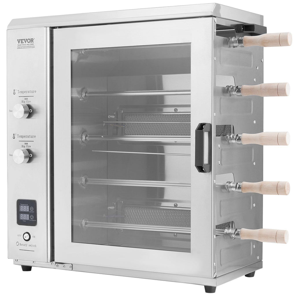 Shawarma Grill Machine, 5 Strings of Barbecue Capacity, Chicken Shawarma Cooker Machine with 2 Burners, Gas Vertical Broiler Gyro Rotisserie Oven Doner Kebab Machine, for Home Restaurant Kitchen