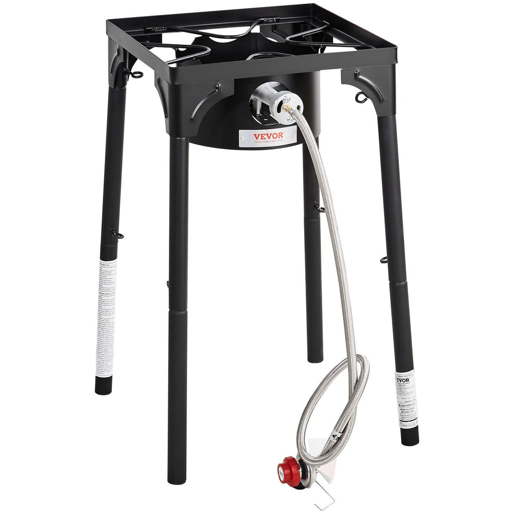 Single Burner Outdoor Camping Stove, 30,000-BTU Camping Modular Cooking Stove, Heavy Duty Carbon Steel Gas Cooker with Detachable Legs Stand & PSI Regulator, for BBQ Home Camp Patio RV Cooking