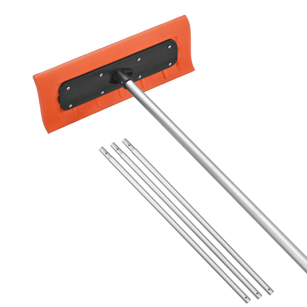Snow Roof Rake, 17.7 in Foam Blade, 7.3-18.4 ft Adjustable Roof Snow Scraper, Extension Tubes & Non-Slip Handle, Lightweight Snows Removal Tool for House Leaves Debris Clearing