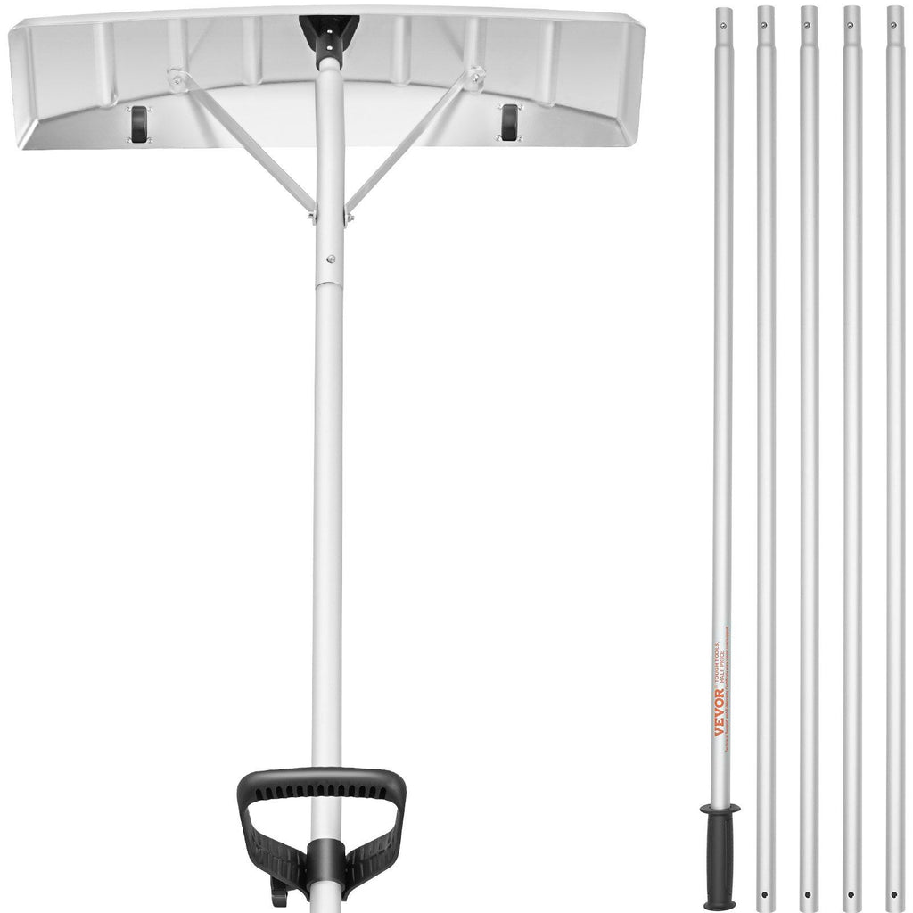 Snow Roof Rake, 25" Blade Snow Removal Tool, 21ft Reach Aluminium Roof Shovel, Roll Wheels for Roof Protection, Anti-Slip Handle Grip, Easy to Setup & Use for House Roof, Car Snow, Wet Leaves