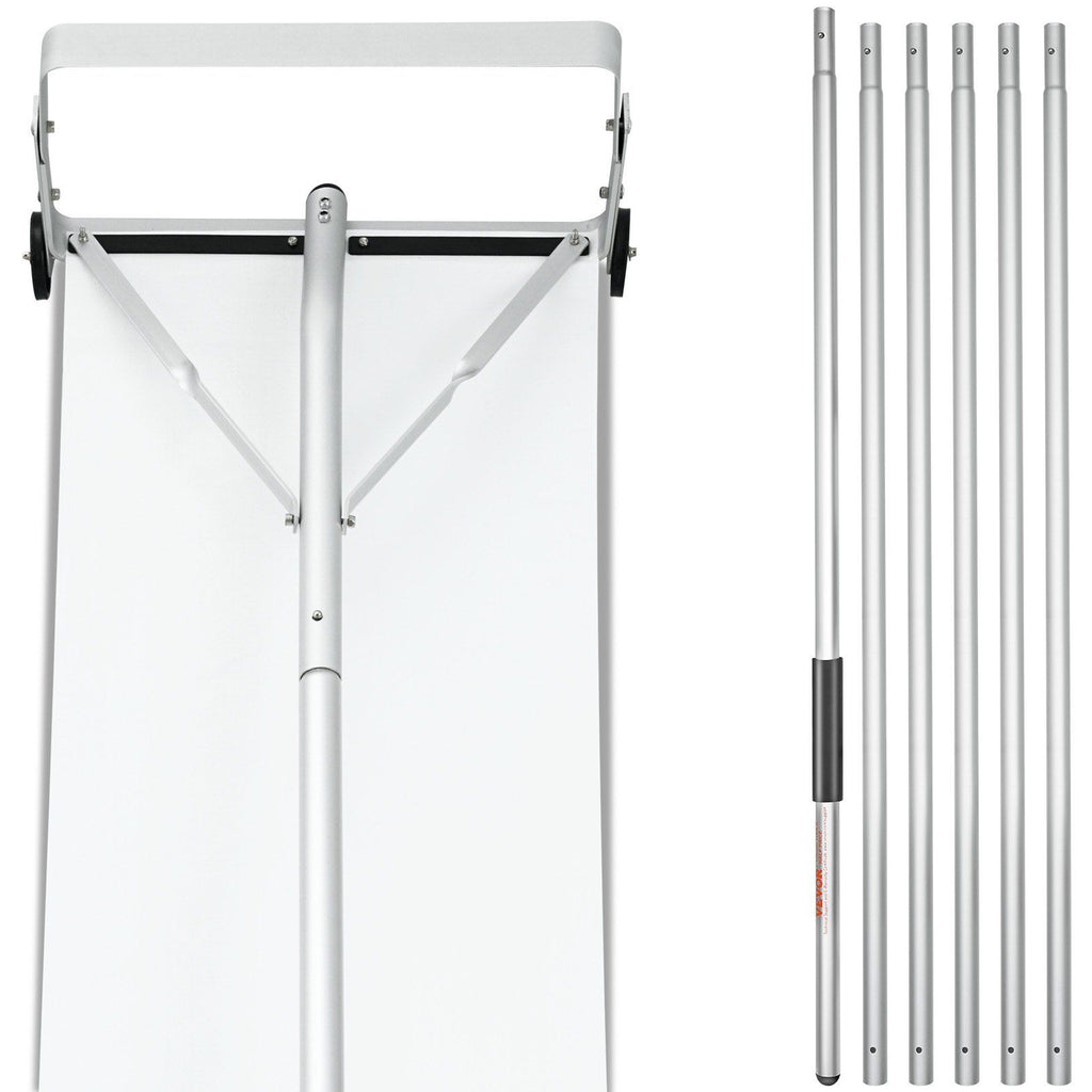 Snow Roof Rake, 30ft Reach Aluminium Roof Shovel with Slide Cloth, Premium 19" Blade Snow Removal Tool, Safe on Roof with Roll Wheels, Anti-Slip Handle, Use for House Roof, Car Snow, Wet Leaves