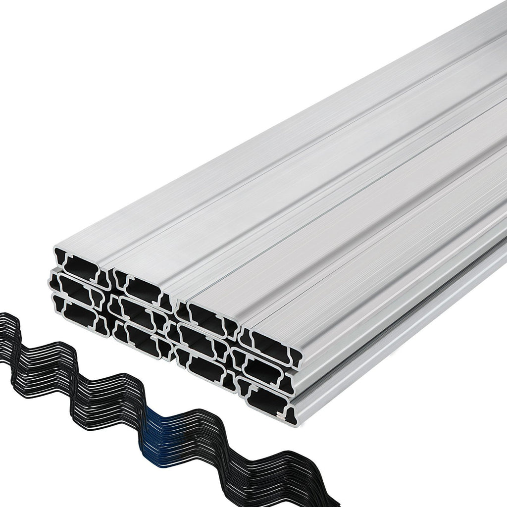 Spring Wire and Lock Channel, 6.56ft Spring Lock & U-Channel Bundle for Greenhouse, 30 Packs PE Coated Spring Wire & Aluminum Alloy Channel, Plastic Poly Film or Shade Cloth Attachment w/Screws