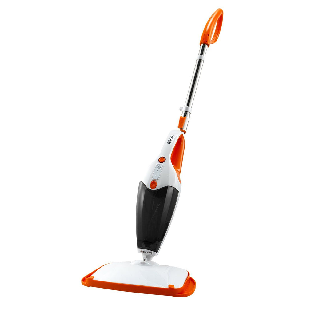 Steam Mop, 5-in-1 Hard Wood Floor Cleaner with 4 Replaceable Brush Heads, for Various Hard Floors, Like Ceramic, Granite, Marble, Linoleum, Natural Floor Mop with 2 pcs Machine Washable Pads