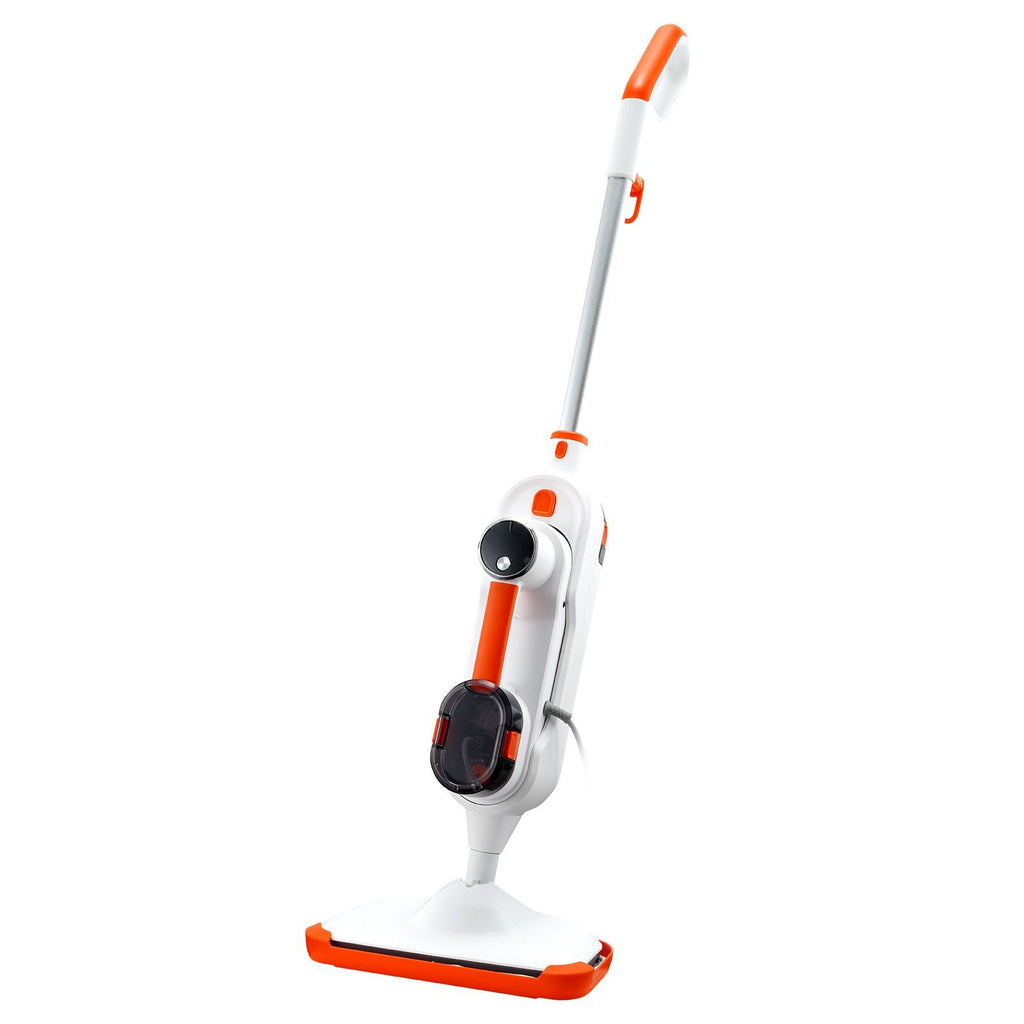 Steam Mop, 8-in-1 Hard Wood Floor Cleaner with 7 Replaceable Brush Heads, for Various Hard Floors, Like Ceramic, Granite, Marble, Linoleum, Natural Floor Mop with 2 pcs Machine Washable Pads