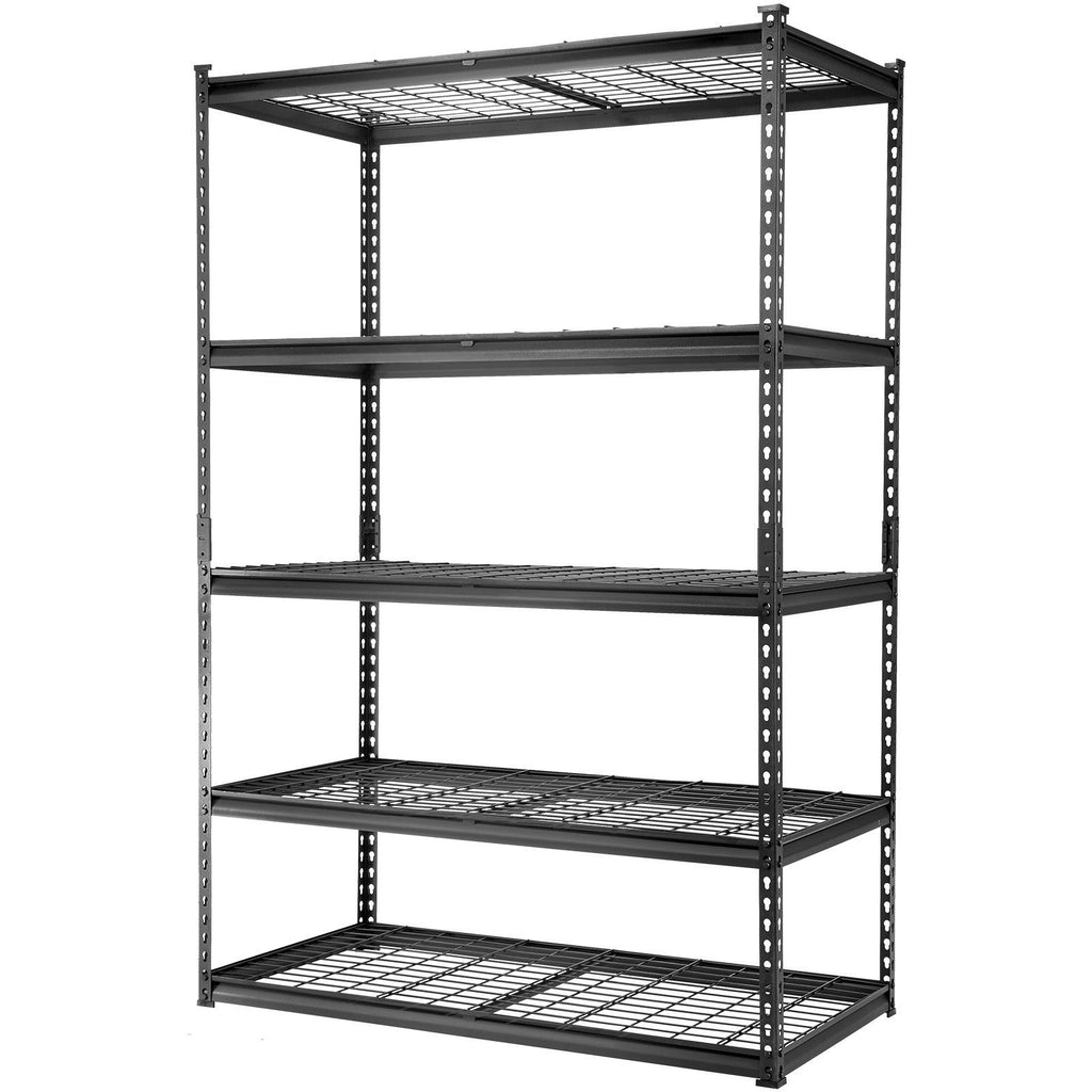 Storage Shelving Unit, 5-Tier Adjustable, 2000 lbs Capacity, Heavy Duty Garage Shelves Metal Organizer Wire Rack, Black, 48" L x 24" W x 72" H for Kitchen Pantry Basement Bathroom Laundry Closet