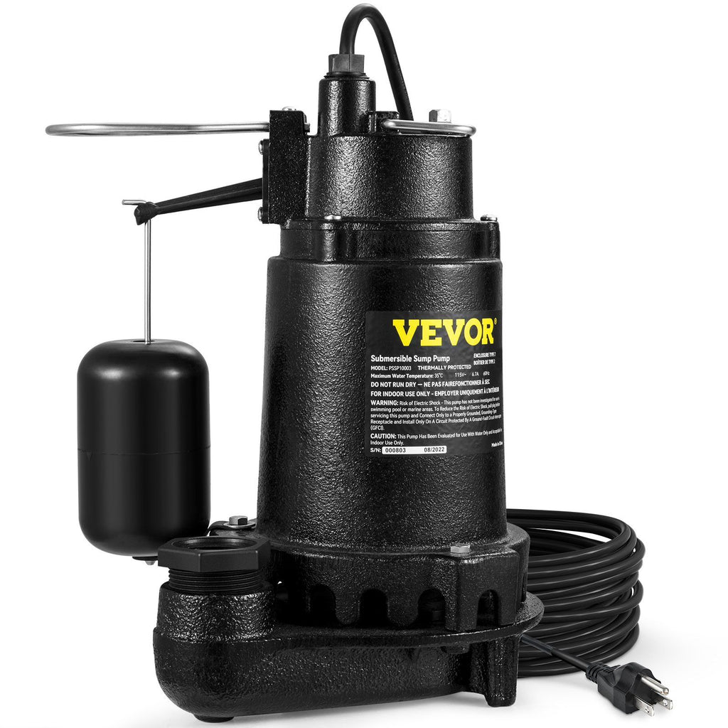 Submersible Sump Pump Water Pump 0.5/0.75/1/1.5 HP 66/72/93/98/100GPM Flow