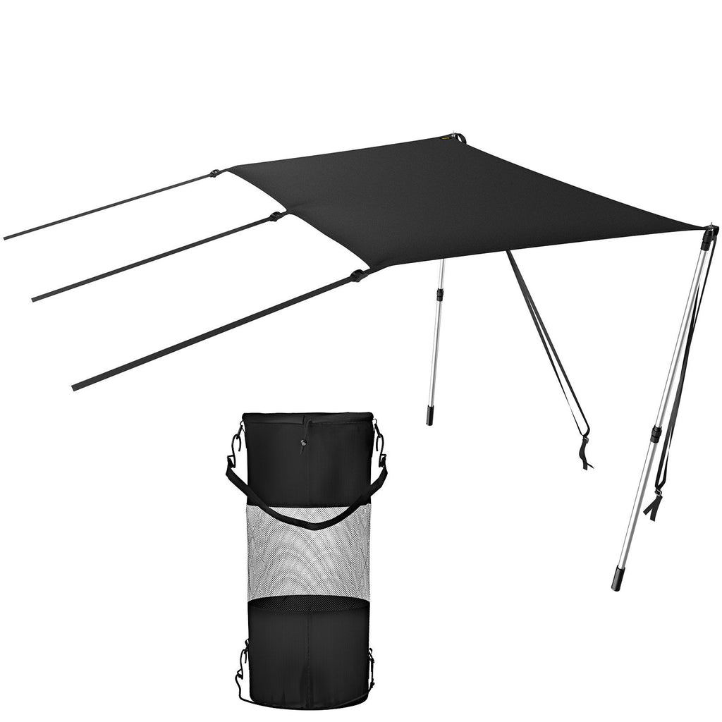 T-Top Sun Shade Kit 4' x 5', UV-Proof 600D Polyester T-top Extension Kit with Rustproof Steel Telescopic Poles, Waterproof T-Top Shade Kit, Easy to Assemble for T-Tops & Bimini Top