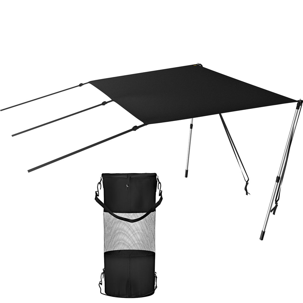 T-Top Sun Shade Kit 5' x 5', UV-Proof 600D Polyester T-top Extension Kit with Rustproof Steel Telescopic Poles, Waterproof T-Top Shade Kit, Easy to Assemble for T-Tops & Bimini Top