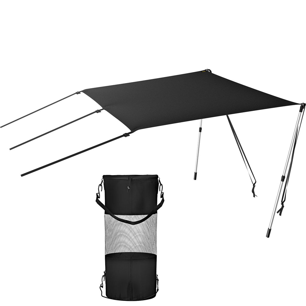 T-Top Sun Shade Kit 6' x 5', UV-Proof 600D Polyester T-top Extension Kit with Rustproof Steel Telescopic Poles, Waterproof T-Top Shade Kit, Easy to Assemble for T-Tops & Bimini Top