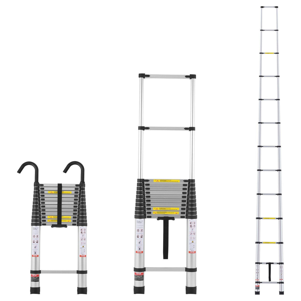 Telescoping Extension Ladder 16.4FT Multi-button Retraction 375 LBS
