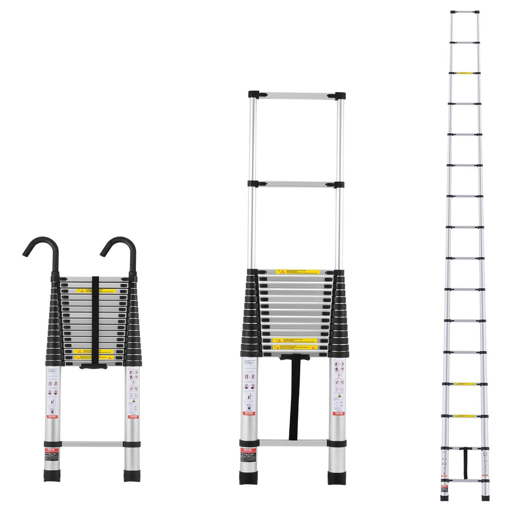 Telescoping Extension Ladder 20.3FT Multi-button Retraction 375 LBS
