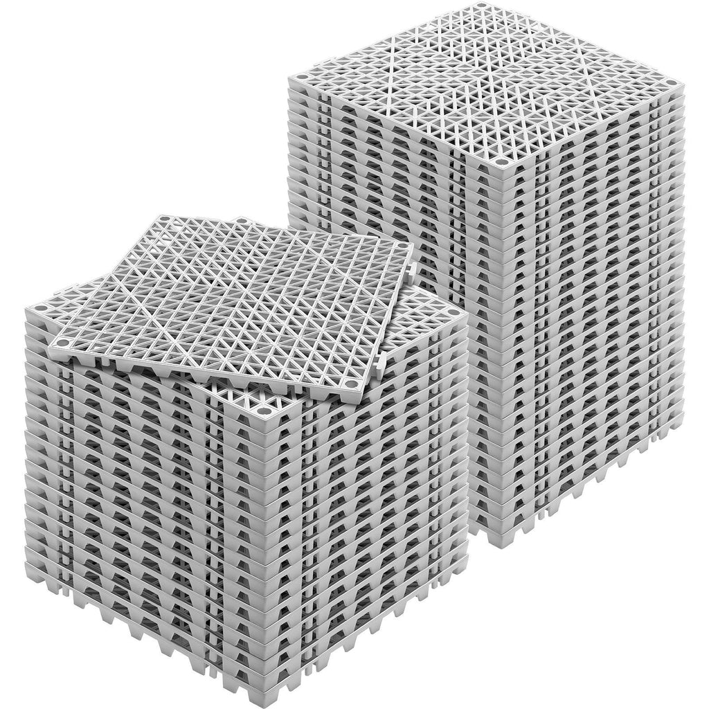 Tiles Interlocking 50 PCS Gray, Drainage Tiles 12x12x0.5 Inches, Deck Tiles Outdoor Floor Tiles, Outdoor Interlocking Tiles, Deck Flooring for Pool Shower Bathroom Deck Patio Garage