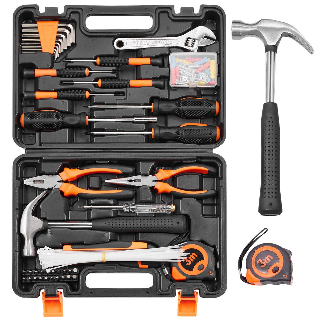 Tool Kit, 132 Piece General Household Hand Tool Set, Home Repairing Tool Kit with Portable Tool Storage Case, High-Quality Steel, for Home Maintenance, DIY Projects, and Automotive Repair