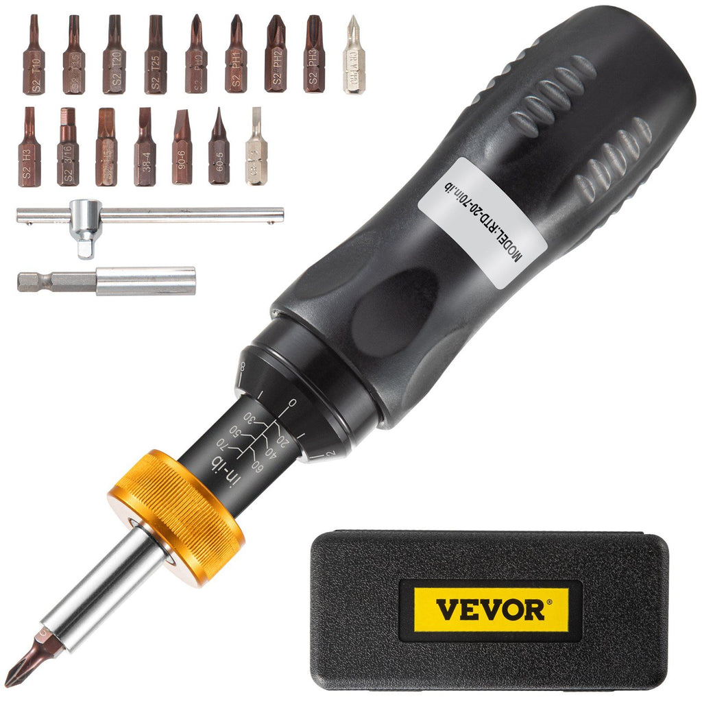 Torque Screwdriver, 1/4" Drive Screwdriver Torque Wrench, Torque Screwdriver Electrician 20-70 in/lbs Torque Range Accurate to ±5%, Adjustable inch Pound Torque Screwdriver with Bits & Case