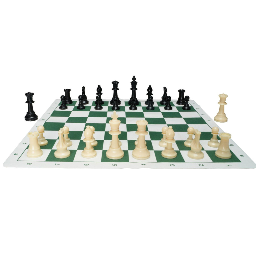 Tournament Chess Set, 20 Inch Roll-Up Beginner Chess Board, Foldable Silicone Chess Game with Plastic Weighted Chess Pieces & Storage Bag, Portable Travel Chess Board Gift for Adult Kid Family
