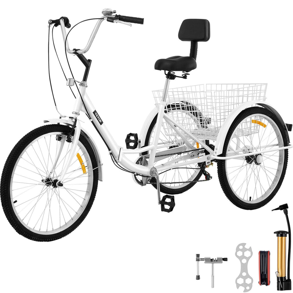 Tricycle Adult 26'' Wheels Adult Tricycle 7-Speed 3 Wheel Bikes For Adults Three Wheel Bike For Adults Adult Trike Adult Folding Tricycle Foldable Adult Tricycle 3 Wheel Bike Trike For Adults