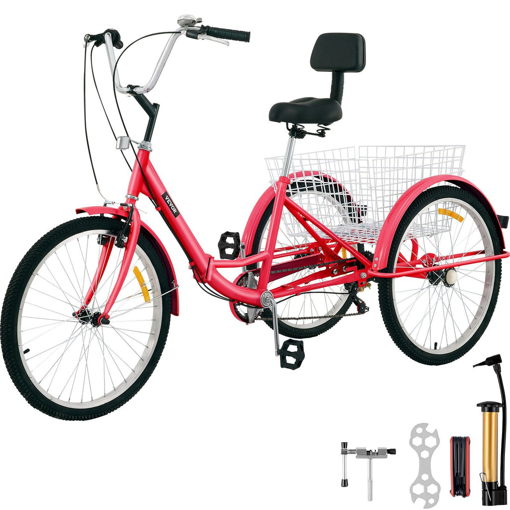 Tricycle Adult 26'' Wheels Adult Tricycle 7-Speed 3 Wheel Bikes For Adults Three Wheel Bike For Adults Adult Trike Adult Folding Tricycle Foldable Adult Tricycle 3 Wheel Bike Trike For Adults