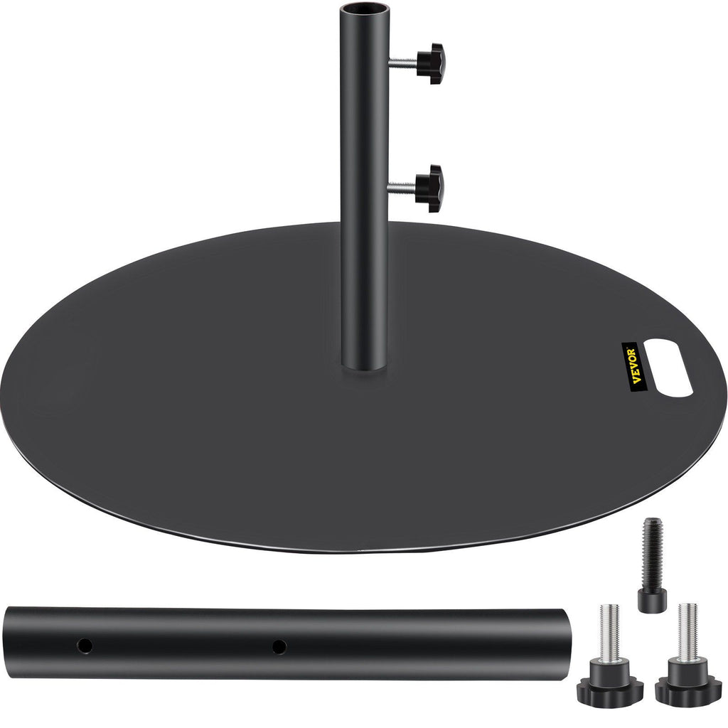 Umbrella Base, 27" Round Umbrella Base, 39lbs Umbrella's Holder Stand, Cast Iron Umbrella Base for 1.5-1.875" Umbrella Pole Market Umbrella Base with 14" Height Pipe for Yard/Garden/Deck