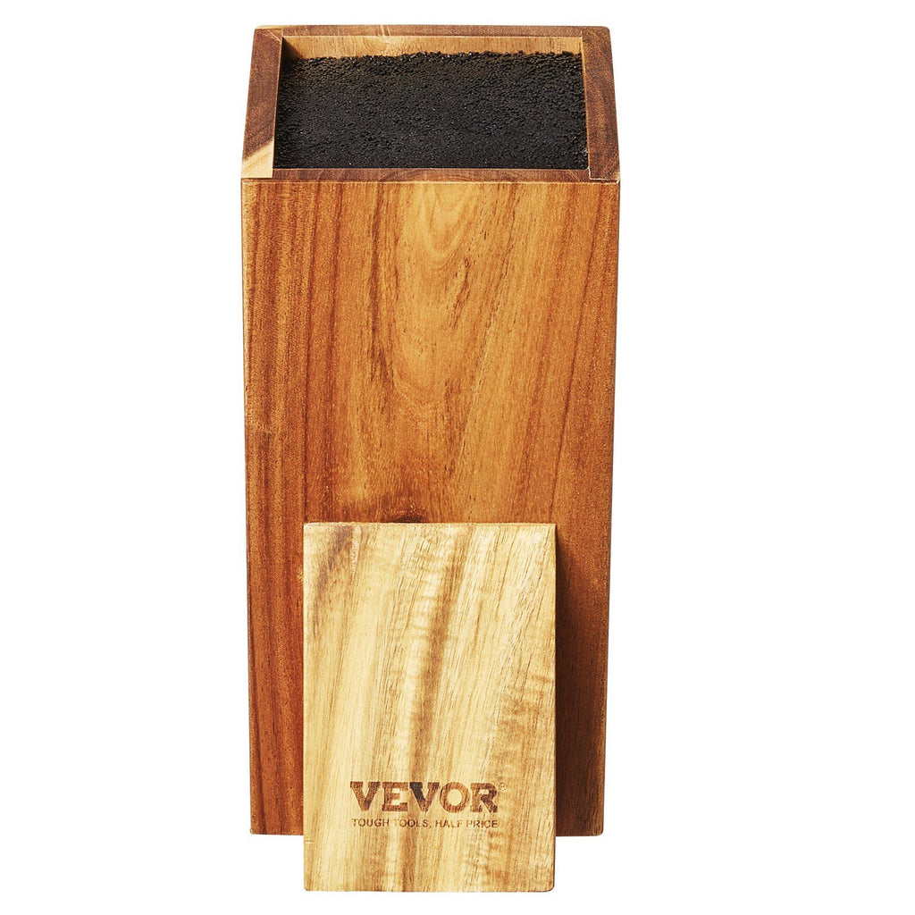 Universal Knife Holder, Acacia Wood Knife Block Without Knives, Extra Large Knife Storage Holder Stand with PP Brush, Multifunctional Wooden Knife Organizer, Knife Rack for Kitchen Counter
