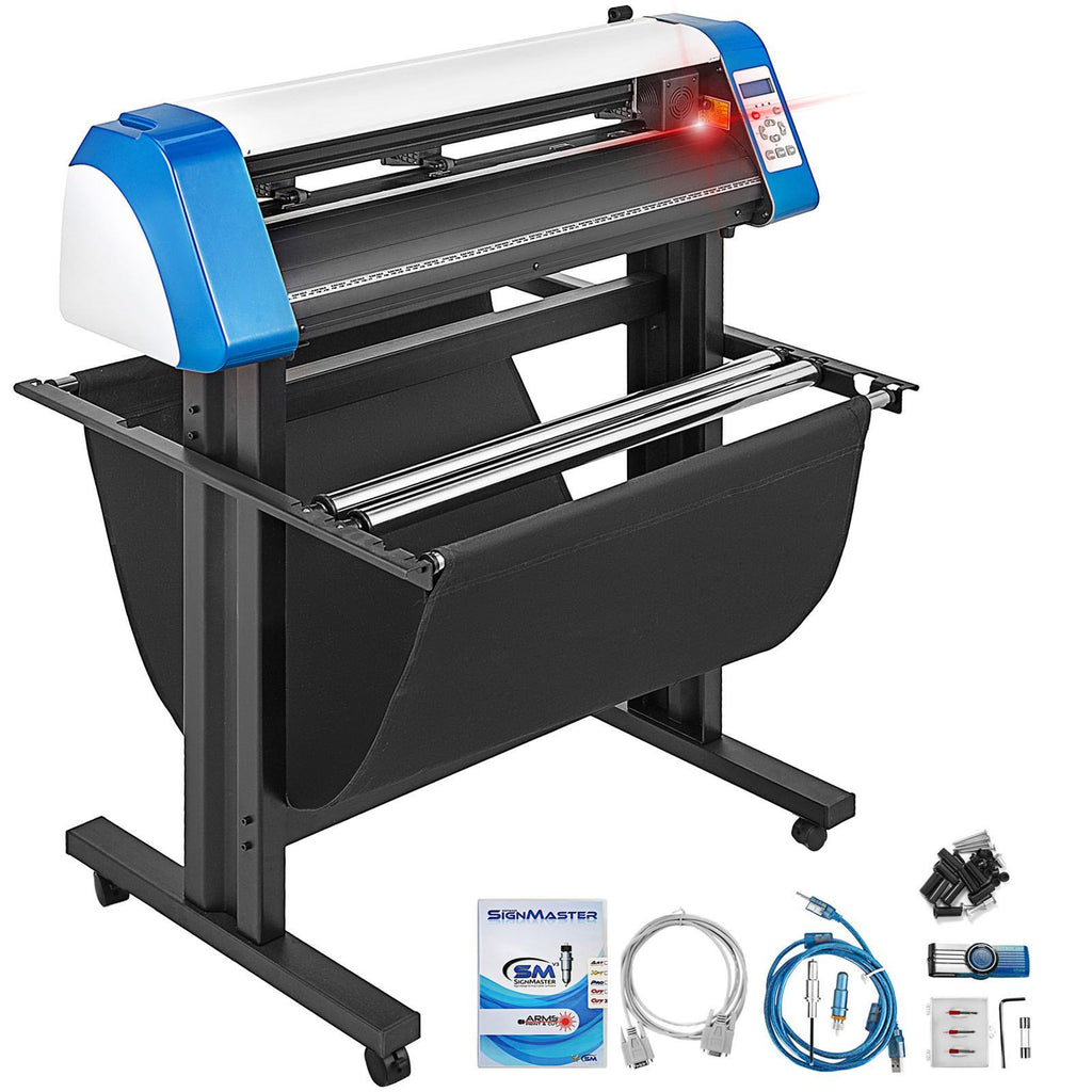 Vinyl Cutter 34 Inch Vinyl Cutter Machine Semi-Automatic DIY Vinyl Printer Cutter Machine Manual Positioning Sign Cutting with Floor Stand Signmaster Software
