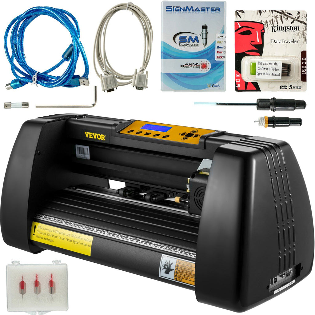Vinyl Cutter Plotter Machine 14' Signmaster Software Sign Making Machine 375mm Paper Feed Vinyl Cutter Plotter with Stand (14' 375mm)