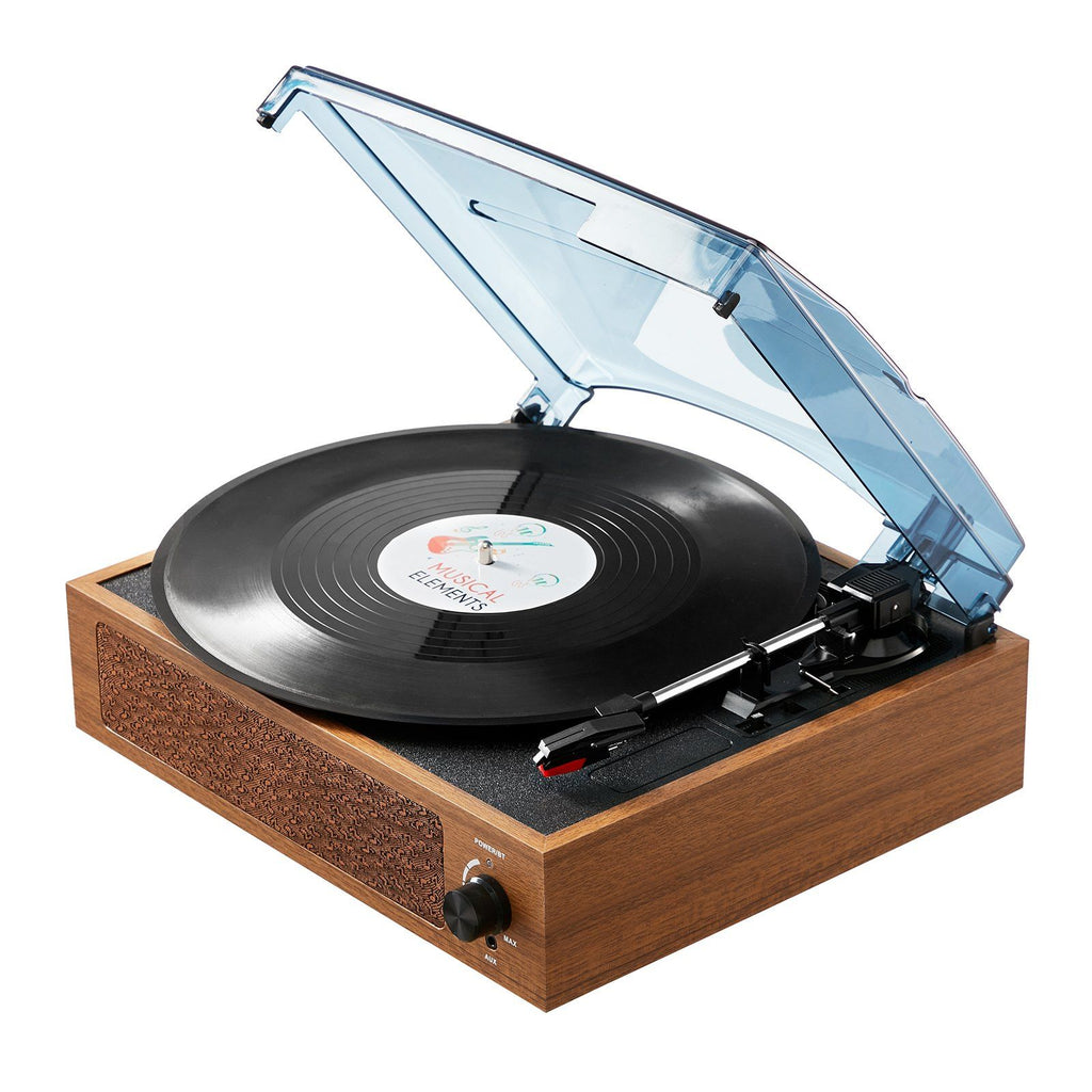 Vinyl Record Player, 3-Speed, Belt Driven Turntable Record Player with Built-in 3W Speaker Magnetic Cartridge, Support 33/45/78 RPM Bluetooth Aux in RCA Output, for 7/10 /12 in Vinyl Records