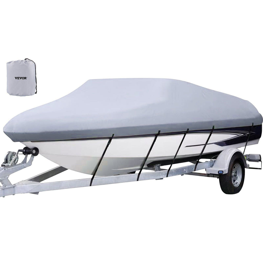Waterproof Boat Cover, 20'-22' Trailerable Boat Cover, Beam Width up to 106" v Hull Cover Heavy Duty 210D Marine Grade Polyester Mooring Cover for Fits V-Hull Boat with 5 Tightening Straps