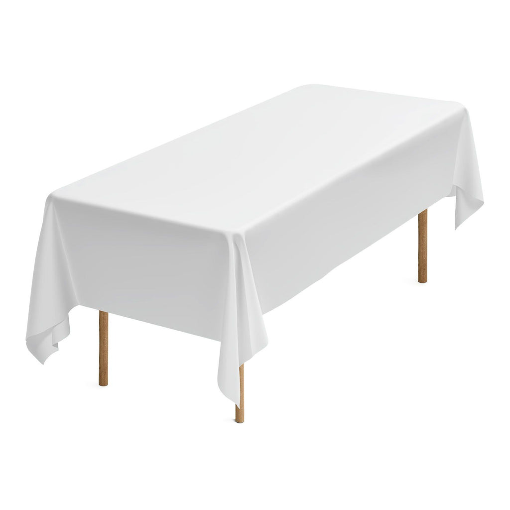 White Tablecloths for Rectangle Tables, 10 Pack, 60 x 102 Inches, Reusable and Machine Washable Table Clothes, Wrinkle-Resistant Polyester Fabric Table Covers for Wedding, Party, Banquet
