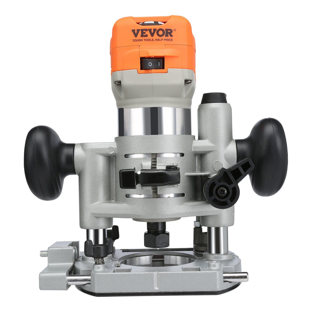 Wood Router, 1.25HP 800W, Compact Wood Trimmer Router Combo Tool with Plunge and Fixed Base, 30000RPM 6 Variable Speeds, with 1/4'' & 5/16'' Collets Dust Hood, for Woodworking Slotting Trimming