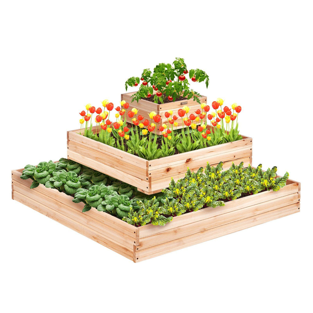 Wooden Raised Garden Bed Planter Box 44.5x44.5x20.1" Flower Vegetable Herb