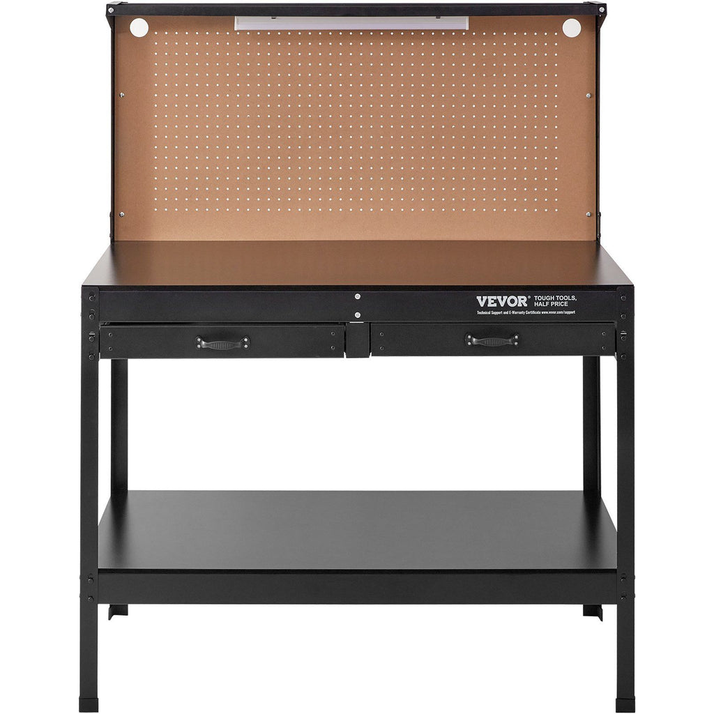 Workbench A3 Steel Work Bench For Garage max. 1500W Heavy Duty Workbench 220lbs Weight Capacity 0.47" Bench top Thickness Hardwood Workbench 1.5m Cable 4xAC outlets 2xUSB ports 30xHooks