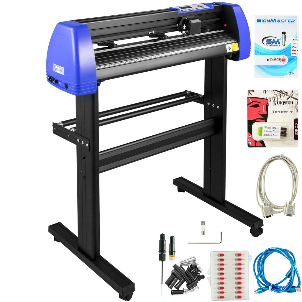 Vinyl Cutter 34 Inch Vinyl Cutter Machine with 20 Blades Maximum Paper Feed 870mm Vinyl Plotter Cutter Machine with Sturdy Floor Stand Adjustable Force and Speed for Sign Making PC ONLY