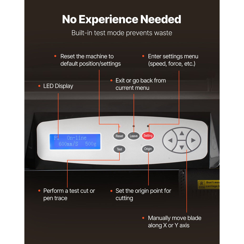 Vinyl Cutter Machine, 34 inch Max Feed Width, Dual Blades, Adjustable Force and Speed, LED Display, Vinyl Plotter Cutter Printer Bundle with Sticker Sheets, Transfer Film, Signmaster Software image 2