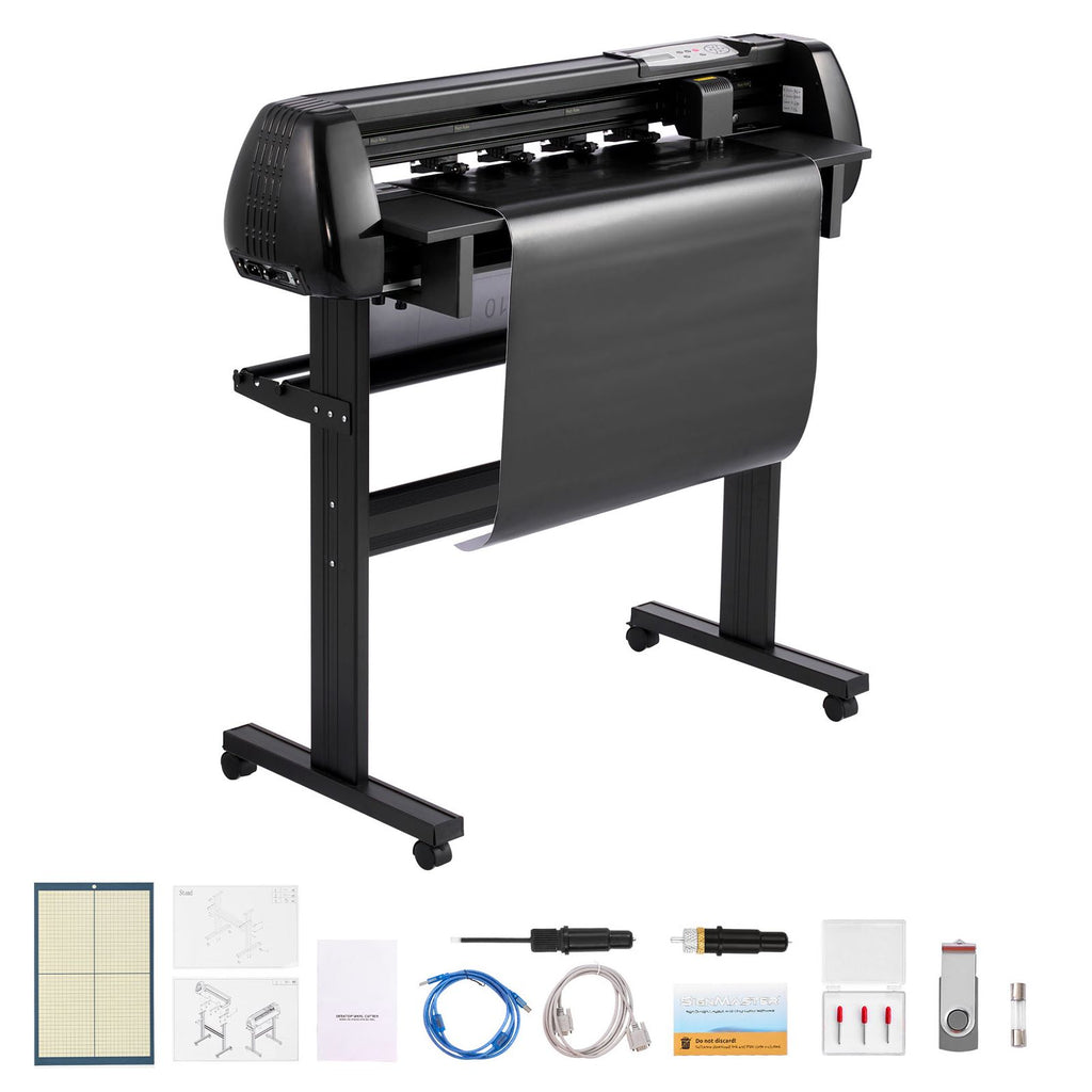 Vinyl Cutter Machine, 34 inch Max Feed Width, Dual Blades, Adjustable Force and Speed, LED Display, Vinyl Plotter Cutter Printer with Signmaster Software for Compatible with Windows and macOS