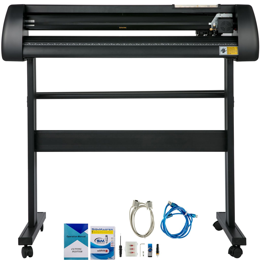 Vinyl Cutter Machine, 34 Inch Paper Feed Cutting Plotter Bundle Adjustable Force & Speed Vinyl Printer, LCD Display Windows Compatible Sign Making kit with Signmaster Software