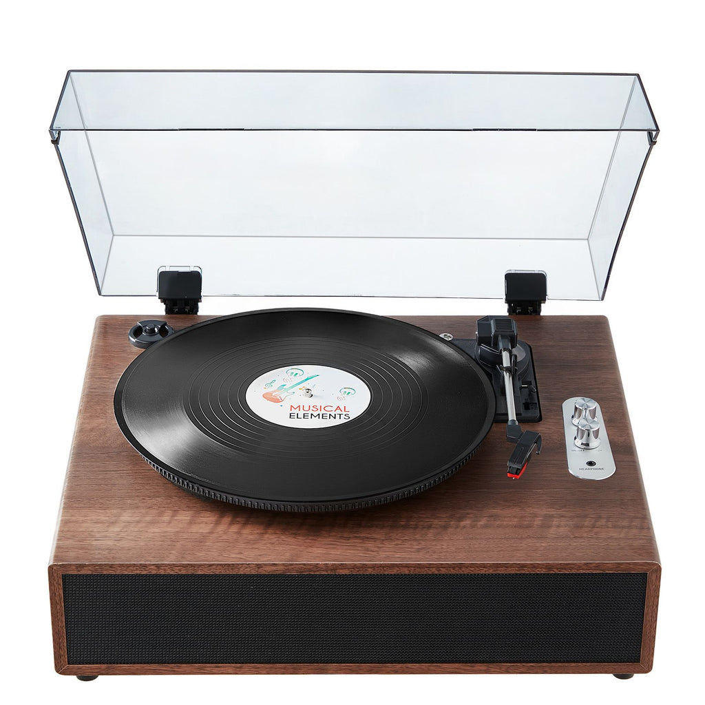 Vinyl Record Player, 3-Speed, Belt Driven Turntable Player with Built-in 10W Stereo Speakers Magnetic Cartridge, Support 33/45/78 RPM Bluetooth Aux in RCA Output, for 7/10 /12 in Vinyl Records