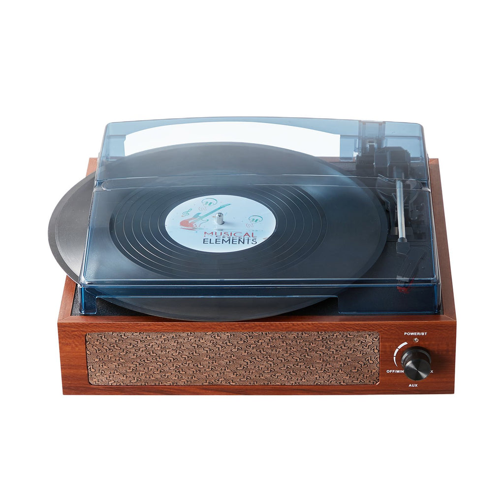 Vinyl Record Player, 3-Speed, Belt Driven Turntable Player with Built-in 5W Stereo Speakers Magnetic Cartridge, Support 33/45/78 RPM Bluetooth Aux in RCA Output, for 7/10 /12 in Vinyl Records