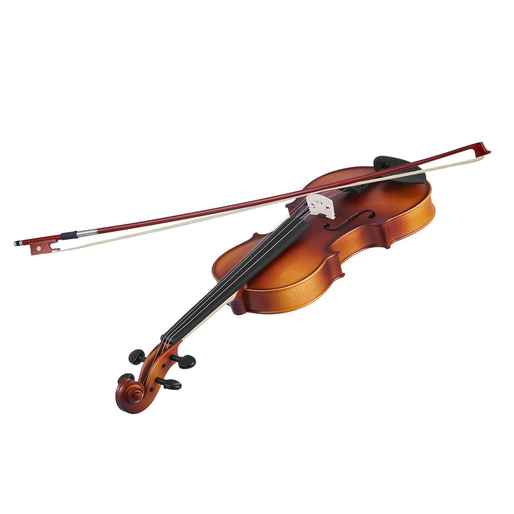 Violin 4/4 Full Size for Adults, Violin Fiddle Set for Beginners Student with Hard Case, Rosin, Bow, Shoulder Rest,Bridge,Extra Strings,Professional Solidwood Instrument (Matte Brown)