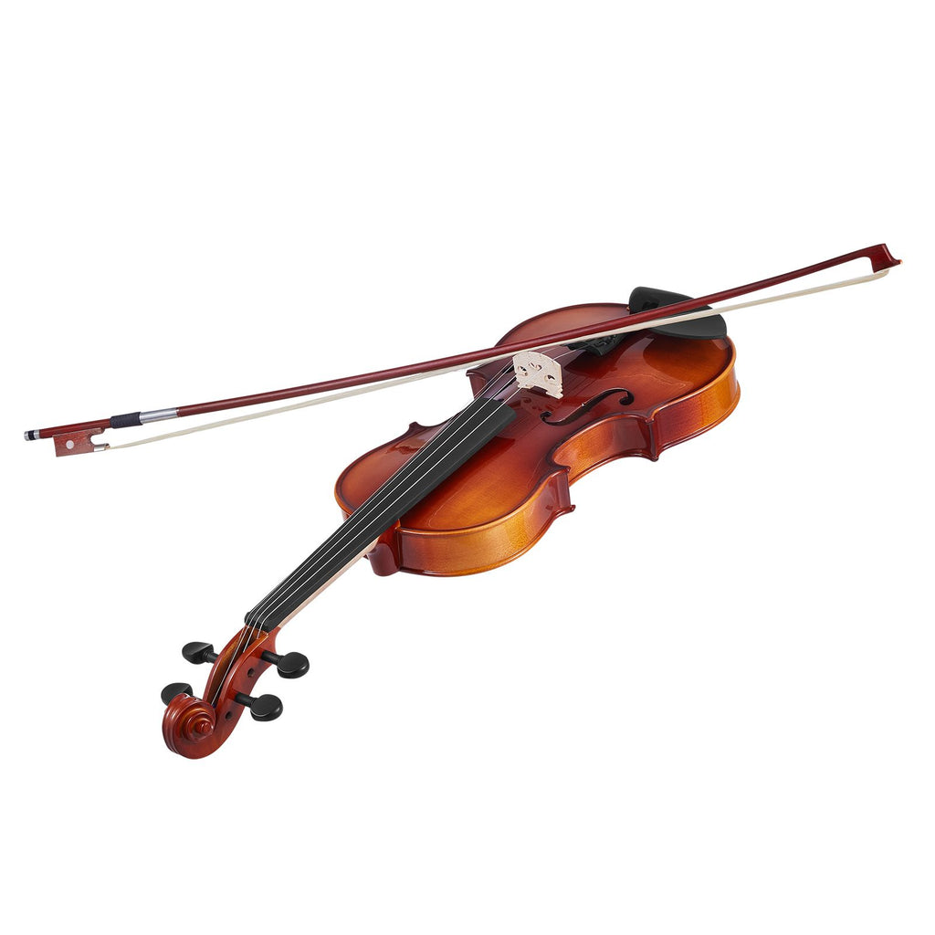 Violin 4/4 Full Size for Adults, Violin Fiddle Set for Beginners Student with Hard Case,Rosin, Bow,Shoulder Rest,Bridge,Extra Strings,Professional Solidwood Instrument (Glossy Brown)