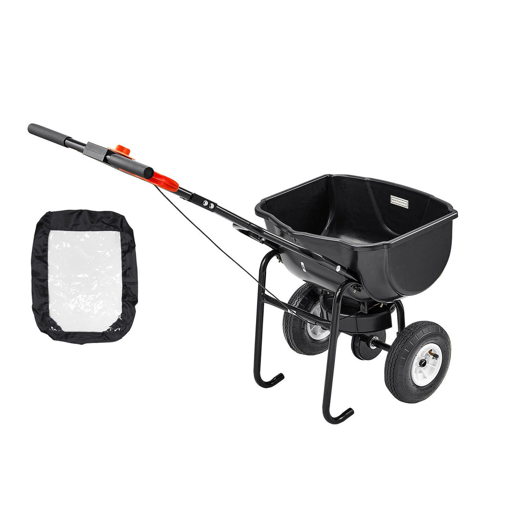 Walk Behind Spreader, 60LBS Capacity, Push Spreader with Hopper Grate, 0-9.8 ft Spreading Width, 8 in All Terrain Pneumatic Tires, Garden & Lawn Broadcast Spreaders, for Seed, Fertilizer