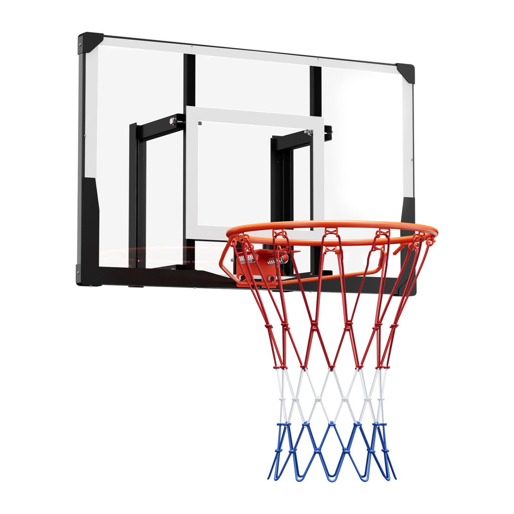 Wall Mount Basketball Hoop, 44-inch PC Backboard Mounted Basketball Hoop Outdoor with Solid Steel, 0.08 inch Thickened Backboard, Thickened Woven Nylon Basketballs Net, Indoor & Outdoor Use