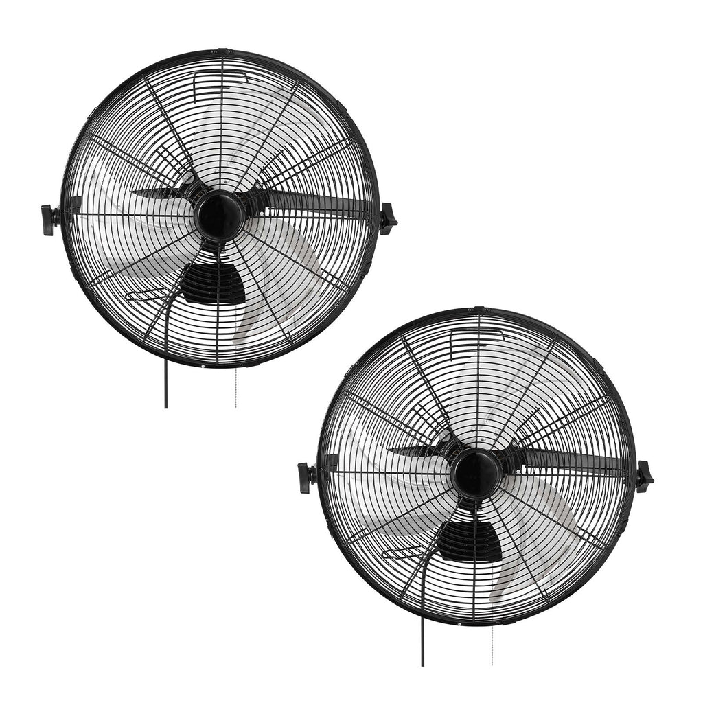 Wall Mount Fan, 18 in Wall Mounted Hanging Fan, 3-Speed, Long Airflow Distance, Adjustable Rotation Angle, Mechanical Control, Powerful for Industry, Commercial, Garage, Workshop, Gym, 2 Pack
